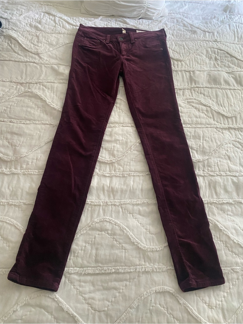 rag & bone Slim Velvet Pants in Deep Burgundy